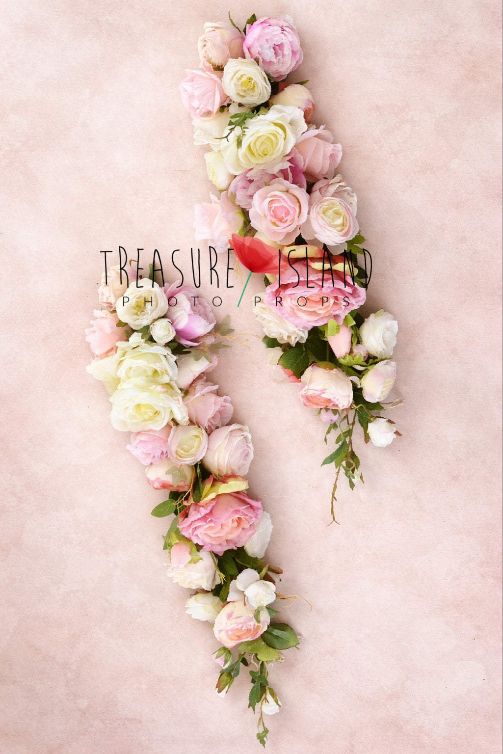 Blush and ivory cascading floral garland for newborn, sitter and maternity photography – romantic rose flower backdrop prop