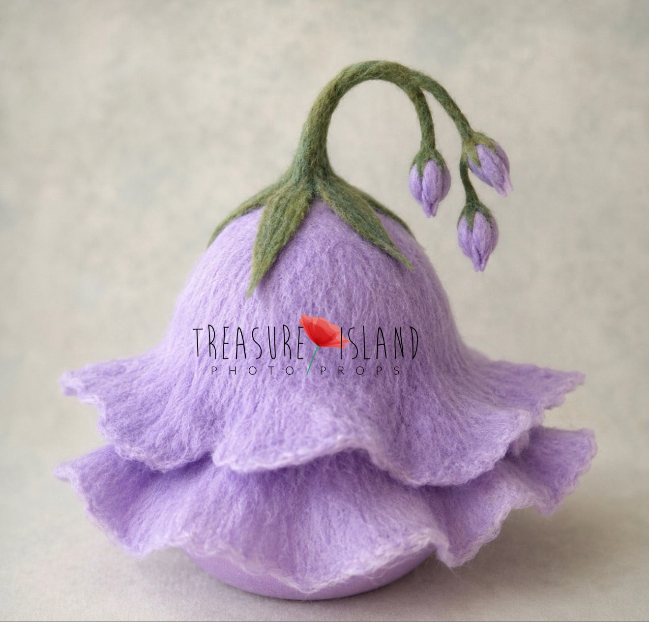 Lavender Bellflower Bonnet – Hand-Felted Newborn & Sitter Photography Prop