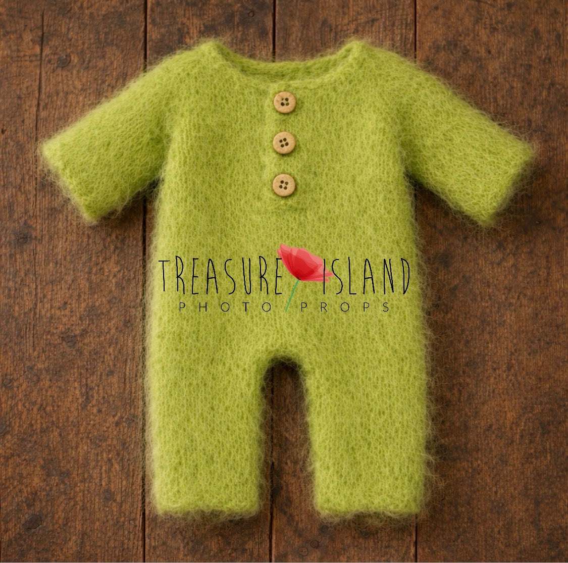 Hand-Knitted Romper – Green Apple P | Cozy Baby Outfit