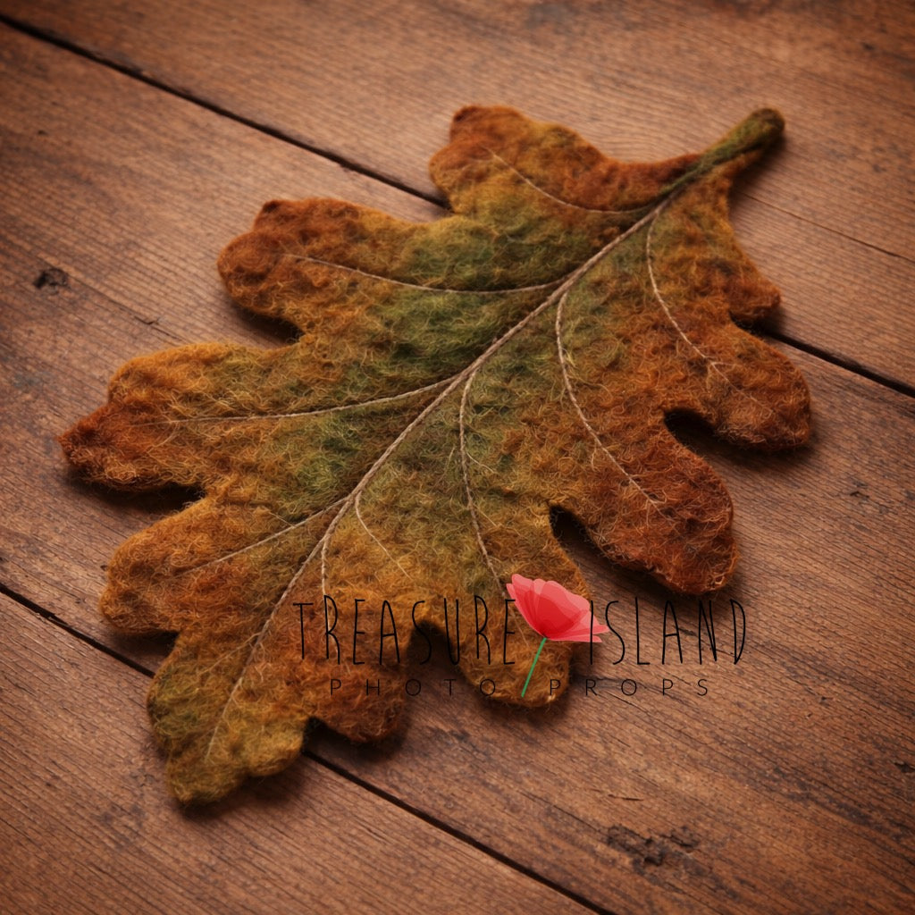 Felted oak leaf photo props