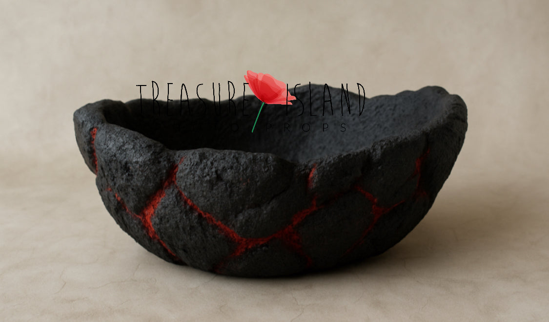 Volcanic Bowl with Lava Effect – Fantasy Dragon Newborn Photography Prop