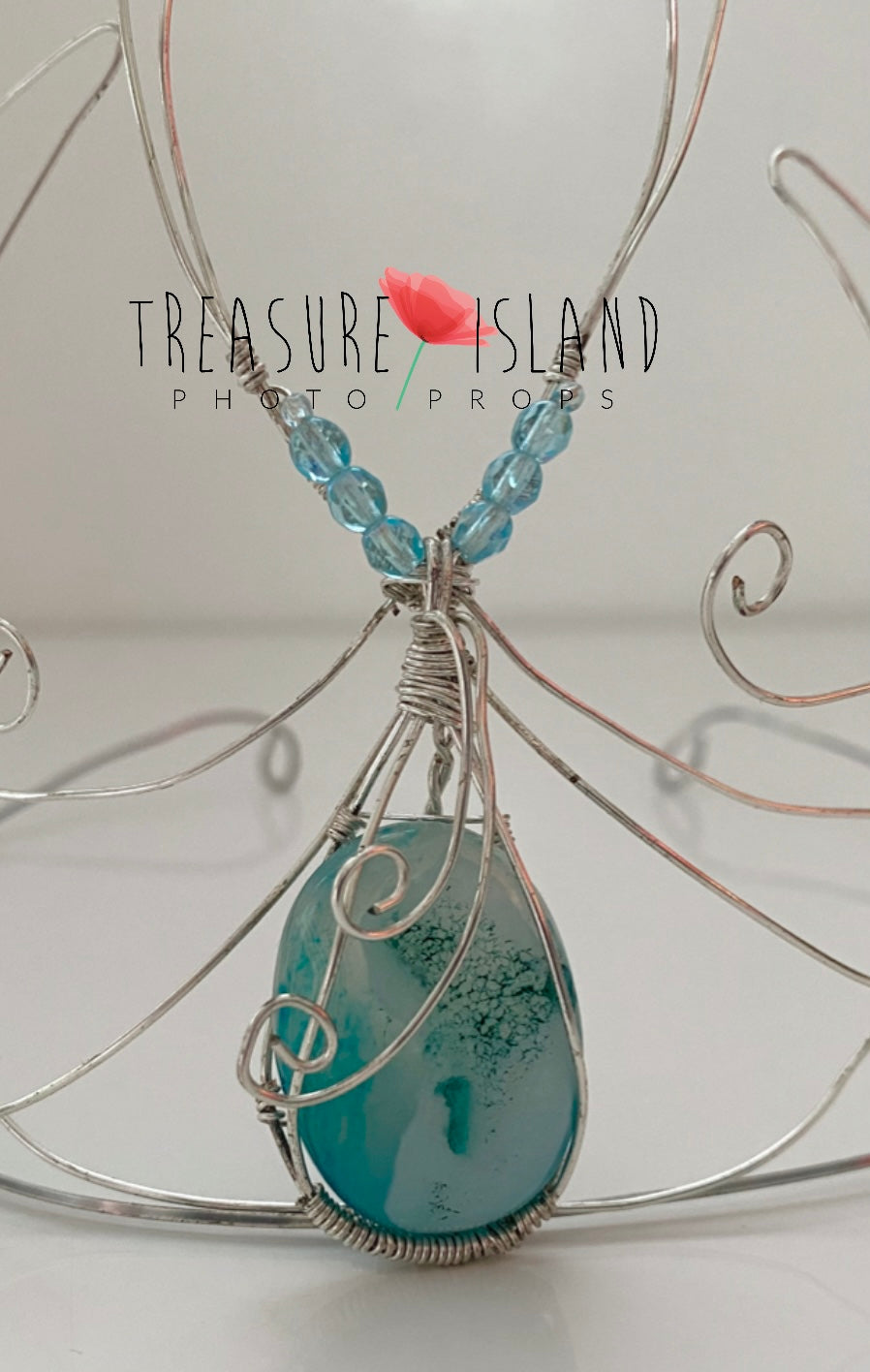 Fine Art Crown - Handmade Wire Tiara with Unique blue Stone