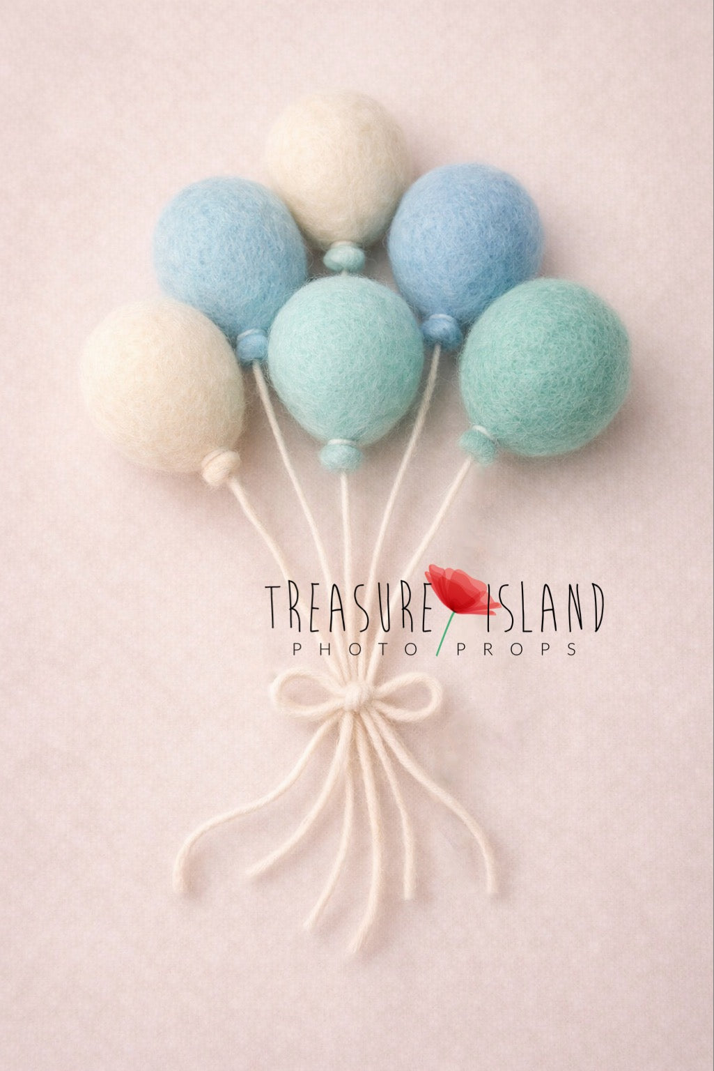 Felted Balloon Set – Handmade Wool Balloons Prop for Newborn & Sitter Photography
