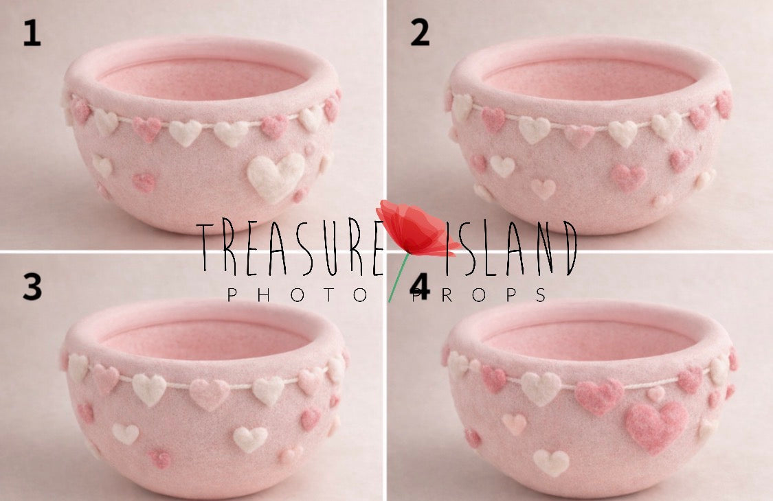 Romantic Valentine Bowl Set – Handcrafted Newborn Photography Props
