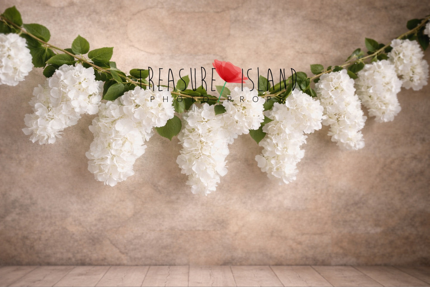White Hydrangea Garland – Elegant Fine Art Photography Prop (160 cm)