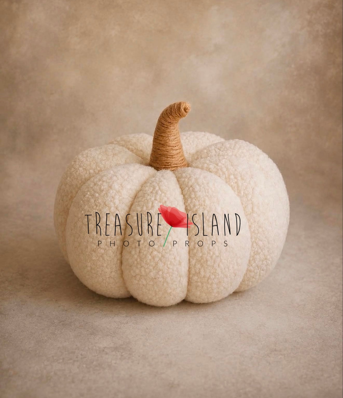 Handmade natural ivory bouclé pumpkin photography prop for newborn and sitter fall sessions