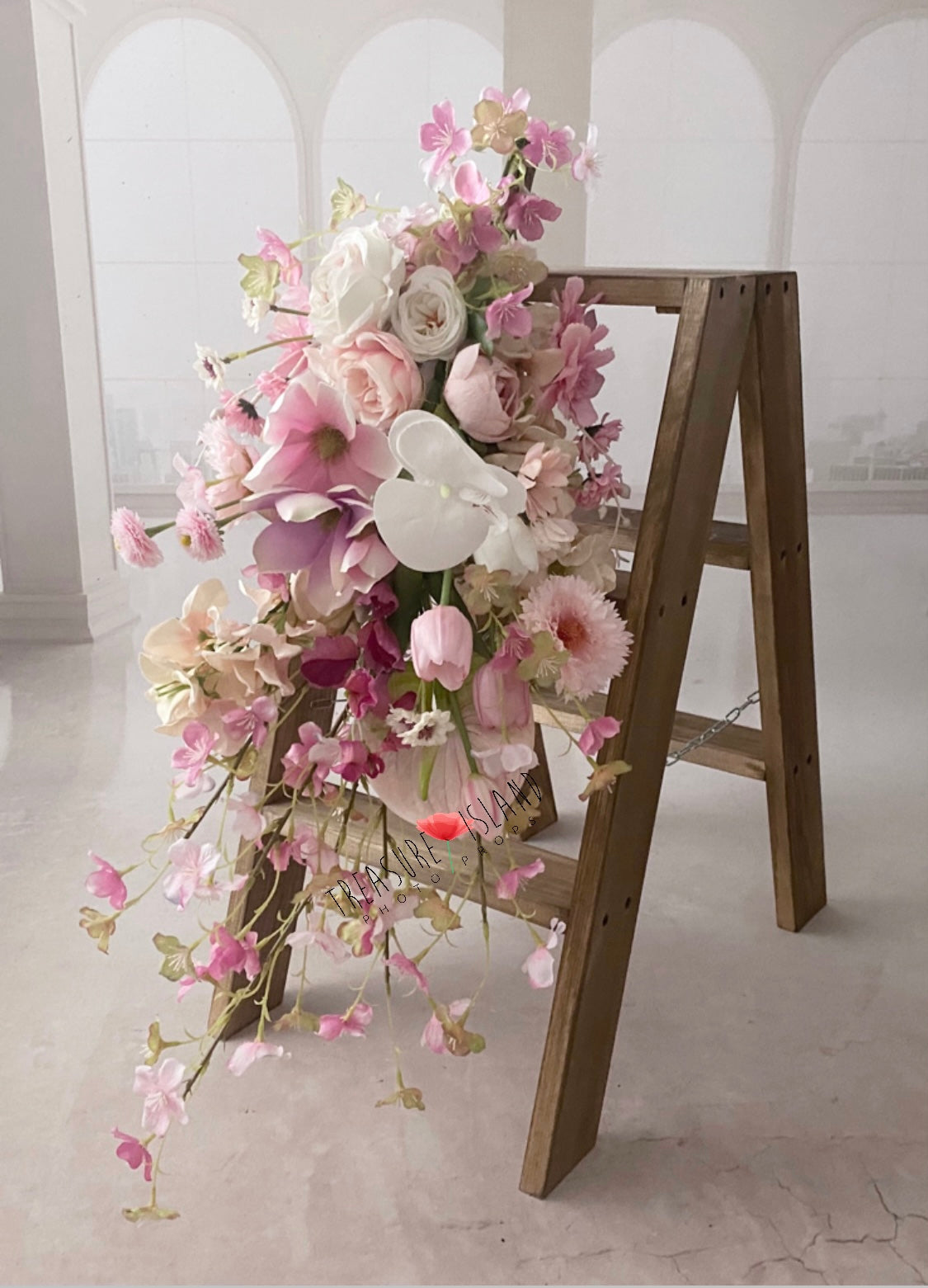hanging spring floral garland handmade photograohy prop newborn and cake smash session decor