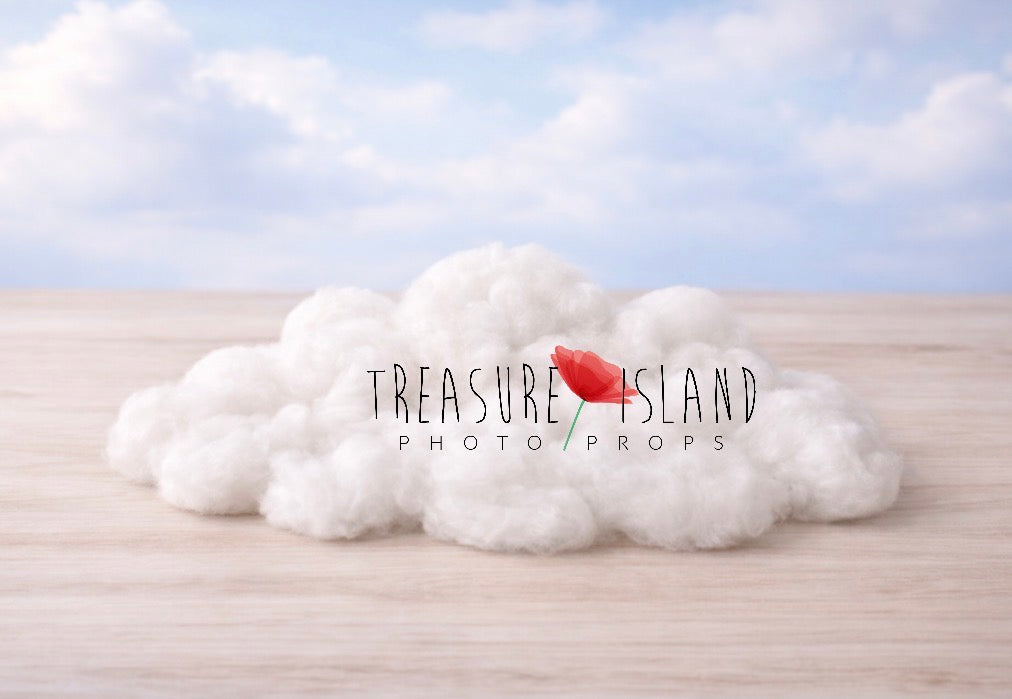 Large hand-felted white merino wool cloud photography prop for newborn and fine art setups