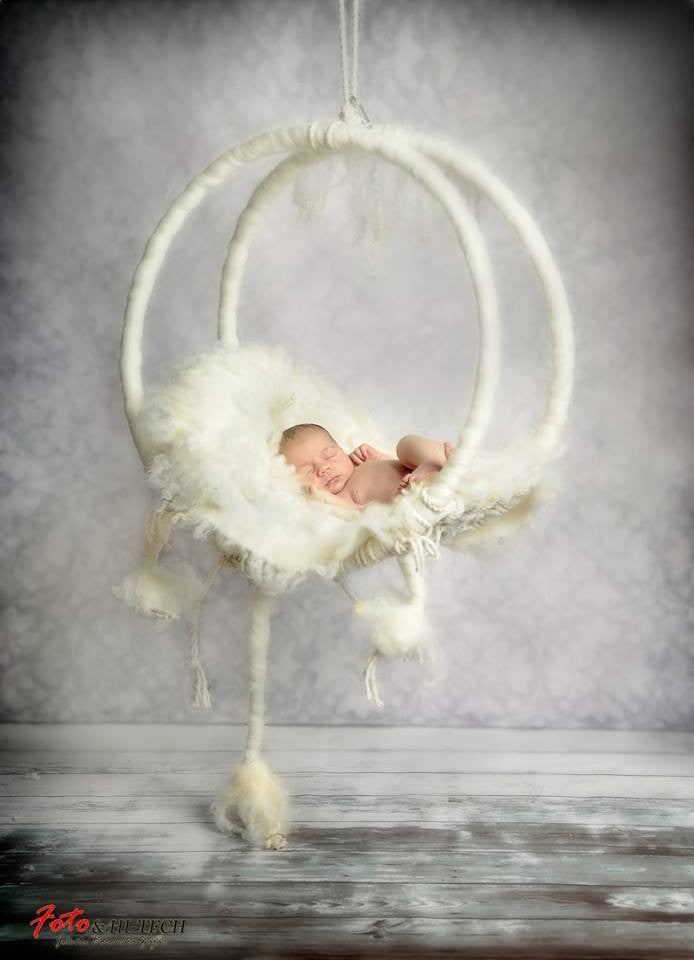 Winter Frost Dream Catcher Nest – Handmade Newborn Photography Prop