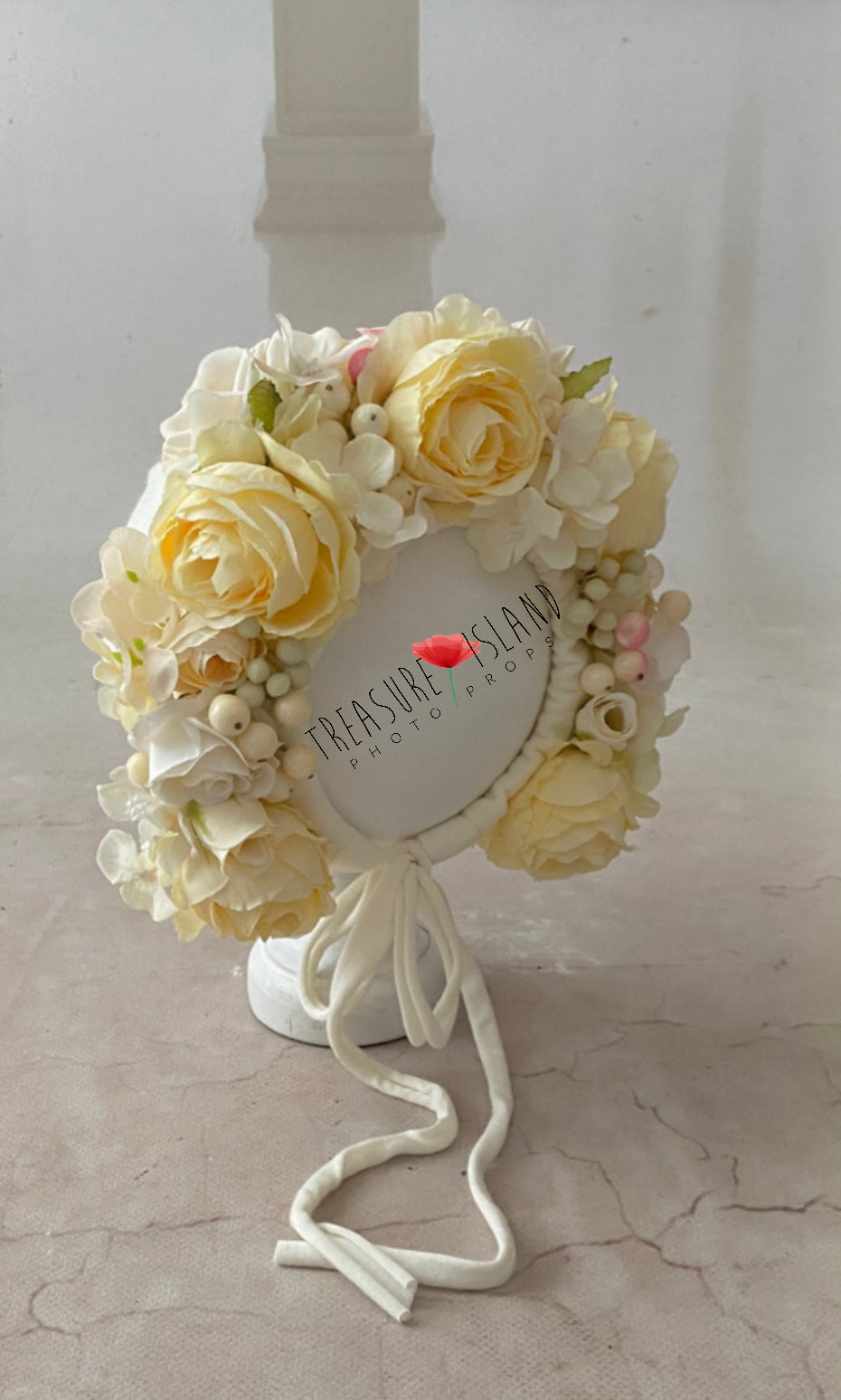 Vanilla FLOWER BONNET FLORAL BONNET - EASTER design