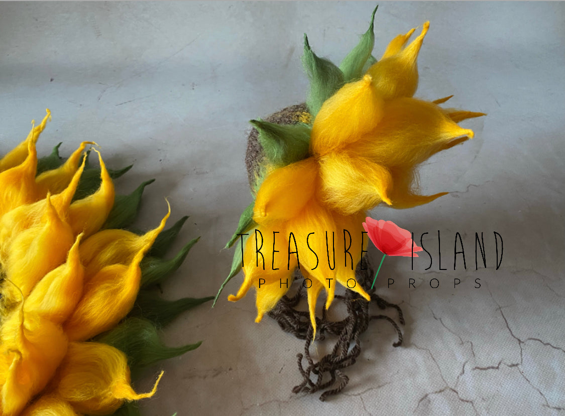Sunflower Set – Felted Bonnet & Blanket for Newborn Photography