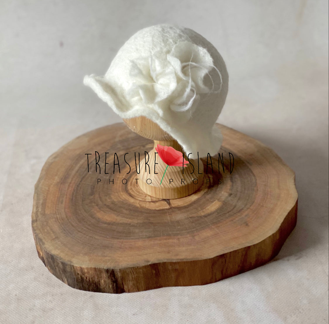 Felted Flower Hat - Handmade Wool Newborn & Sitter Photography Prop