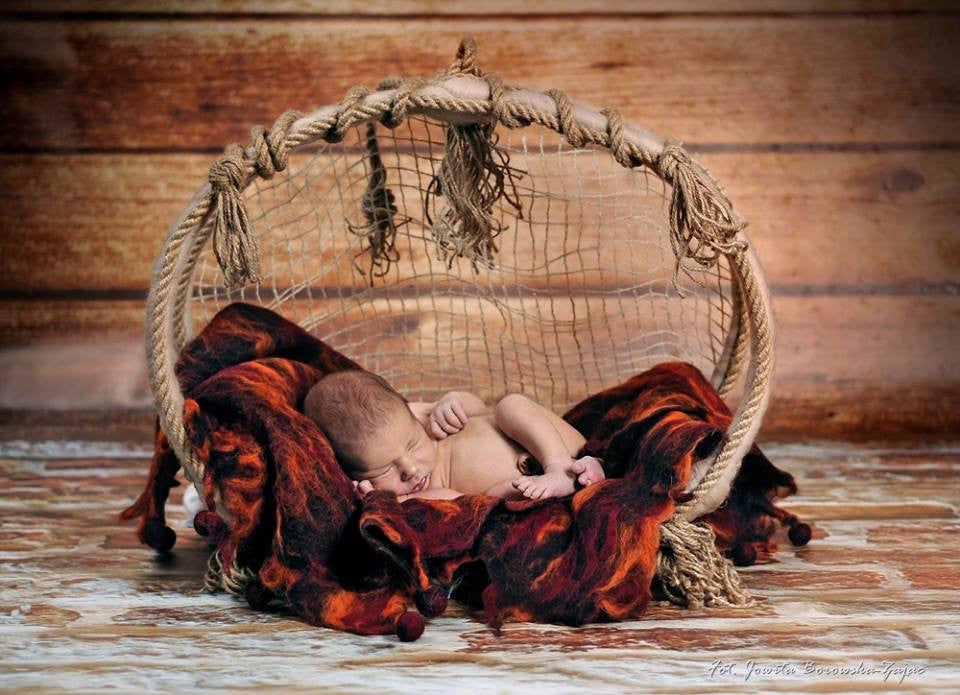Rustic Rope Oval Dream Basket – Handmade Newborn Photography Prop