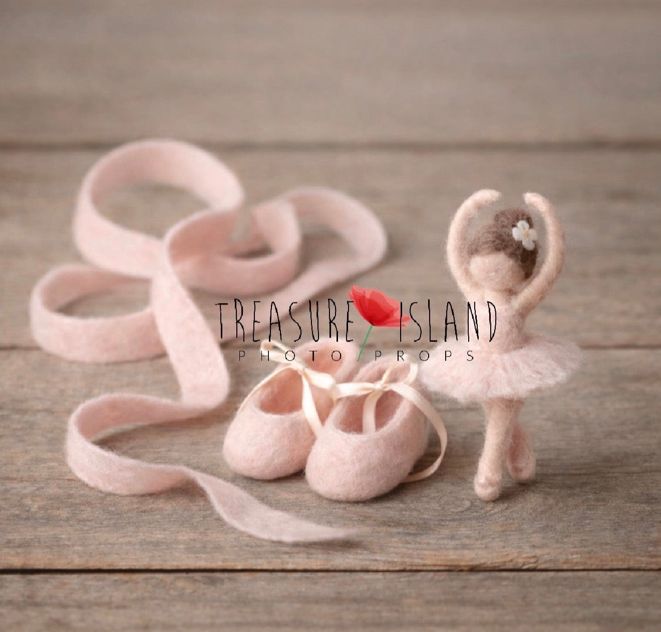 Dolls & Fairies photography collection featuring a handcrafted felted ballerina with ballet shoes and decorative sash