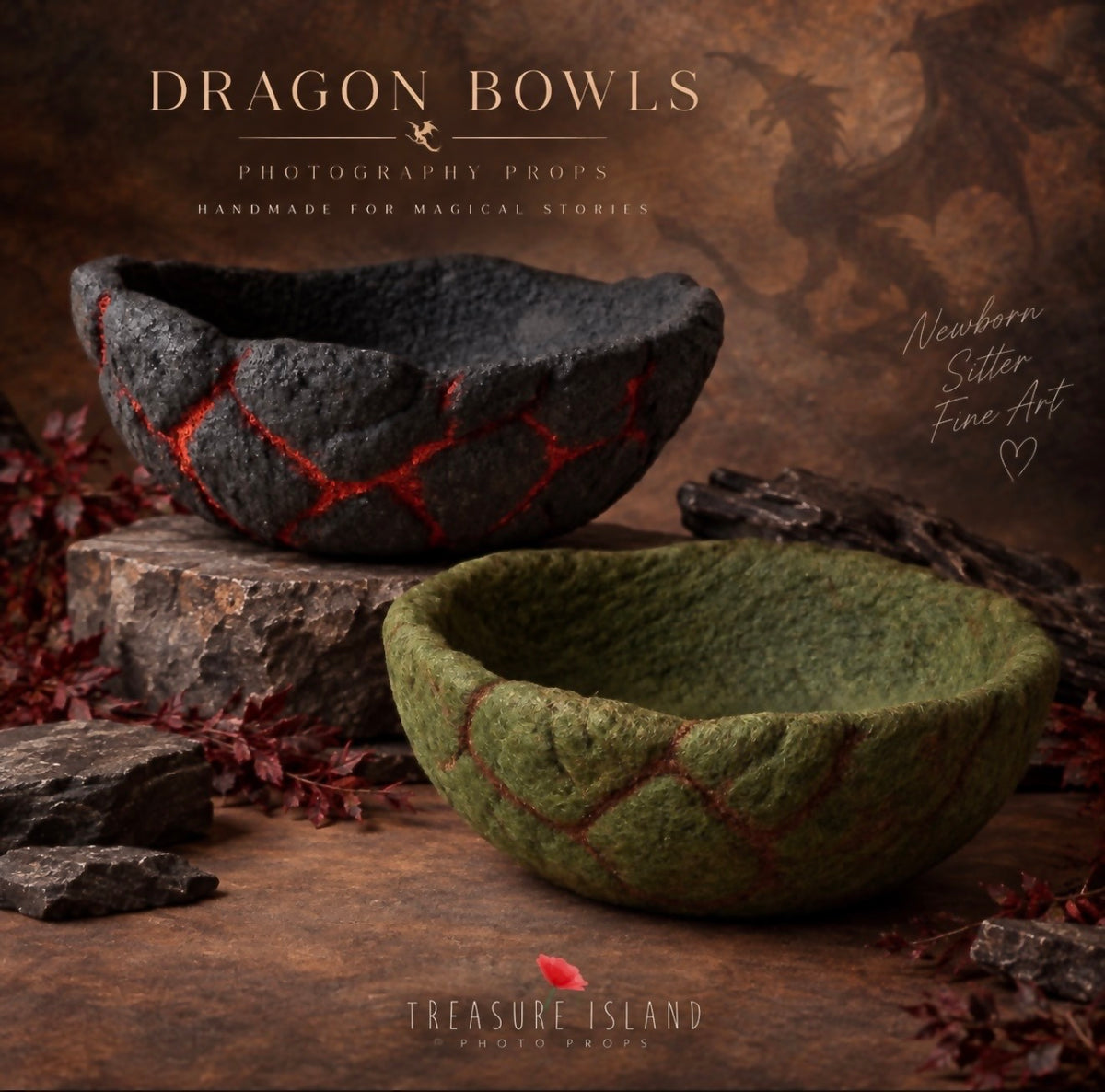 Handmade Dragon photography posing bowls for newborn, sitter and fine art fantasy sessions