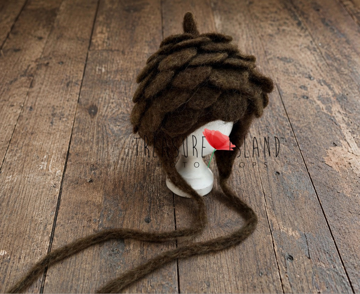 Pine Cone Bonnet &amp; Felted Pine Cones Set&nbsp; Handmade Woodland Photography Props