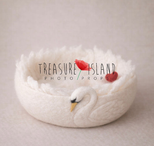 Swan Love Bowl – Luxury Felted Swan Newborn Photography Prop