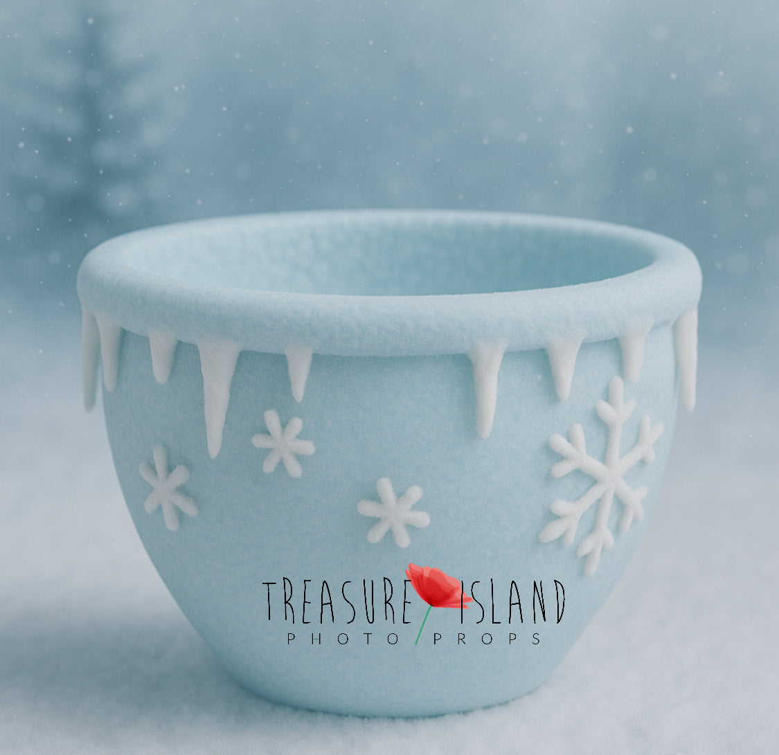 Ice Land Collection – Styrofoam Bowl with Felt Icicles & Snowflakes