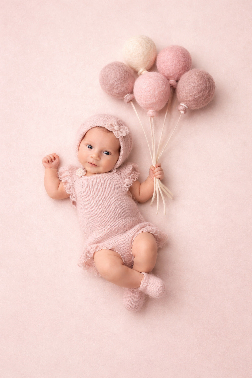 Felted Balloon Set – Handmade Wool Balloons Prop for Newborn & Sitter Photography