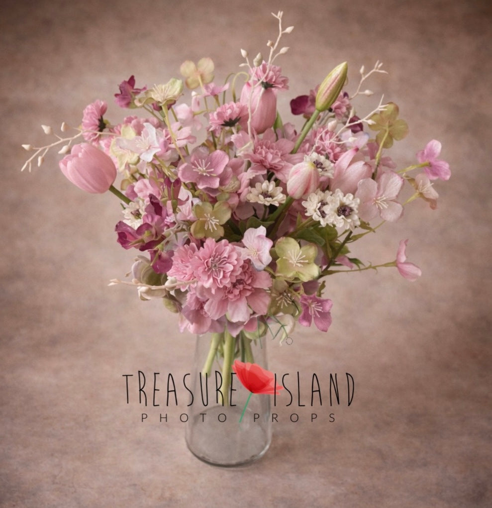 spring flower bouquet artificial pink floral arrangement fine art photography prop maternity newborn session flowers