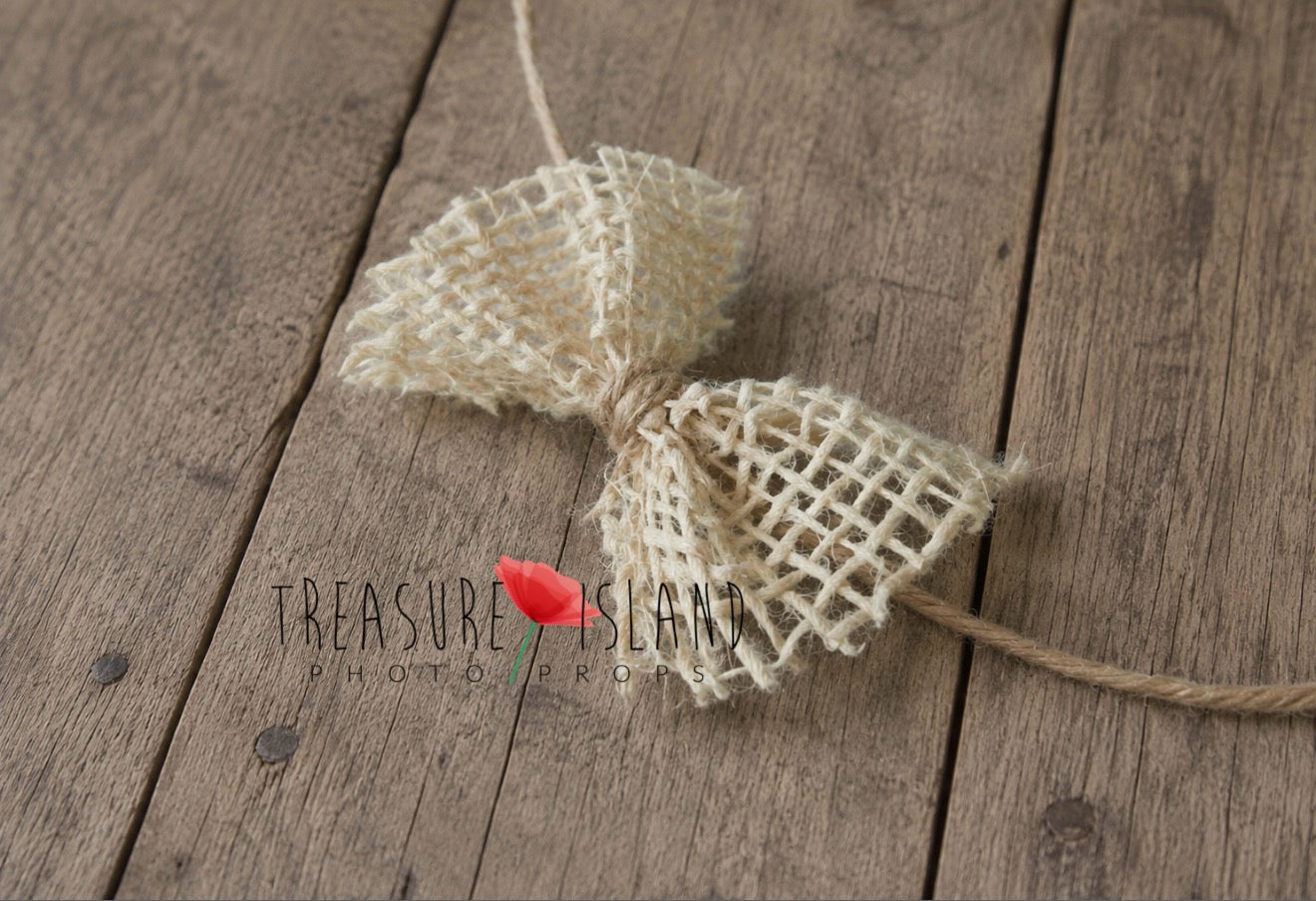 Rustic Burlap Bow Headband - Newborn Photography Prop