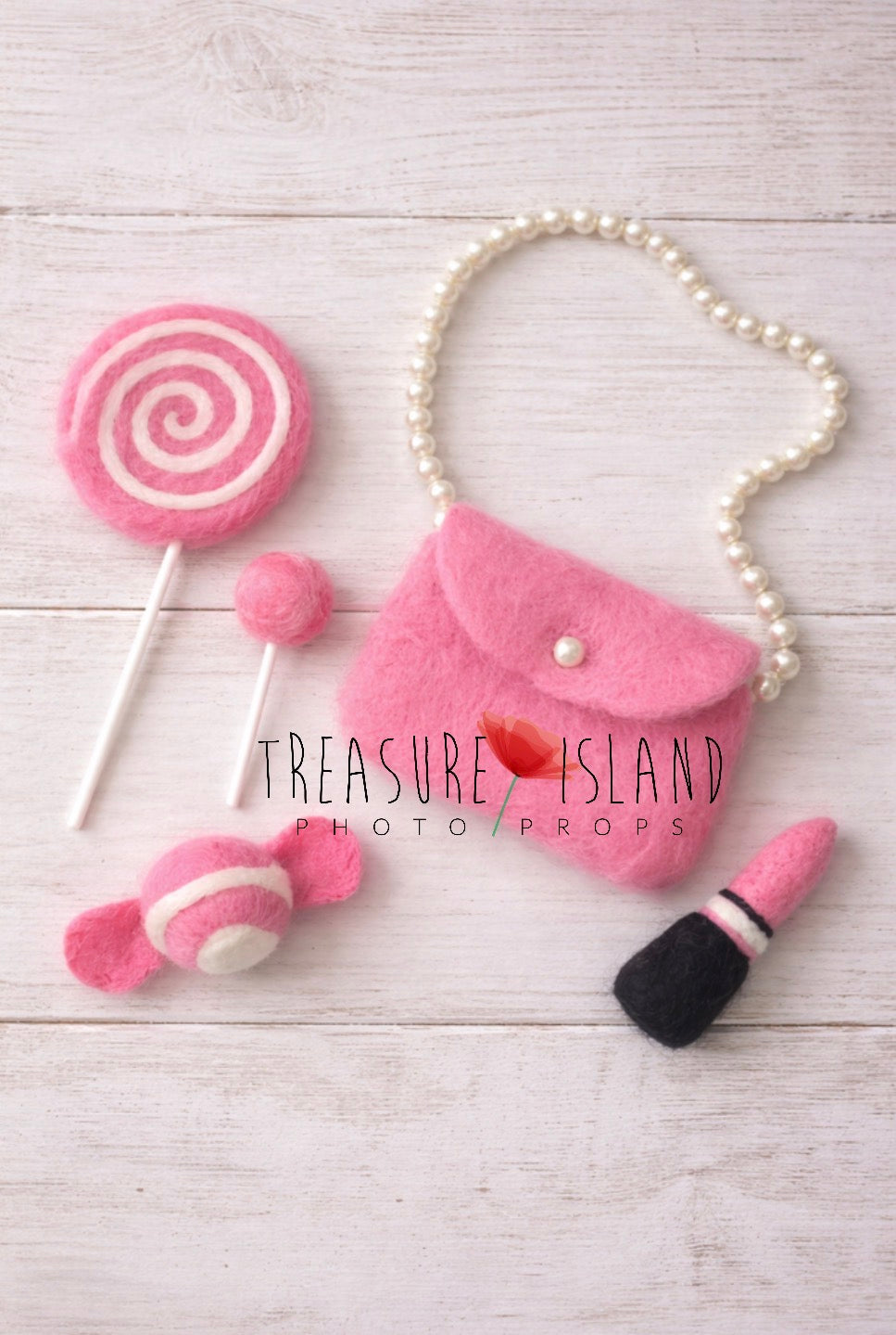 PRINCESS  SET - Needle Doll Accessories – Lipstick, Pearls, Candy & Lollipops - Handmade Baby Props