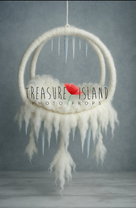 newborn hanging basket photo prop felted wool ice land styling set for baby 