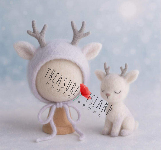 Felted Reindeer Set – Pastel Lilac Edition