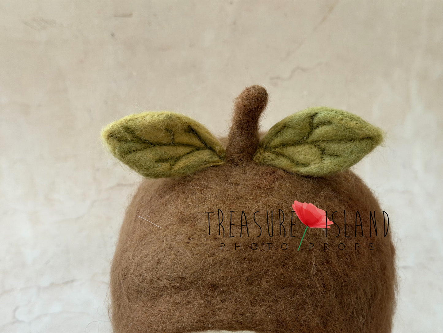 Handmade Felt Hazelnut Bonnet with Leaf Details – Newborn & Sitter Size