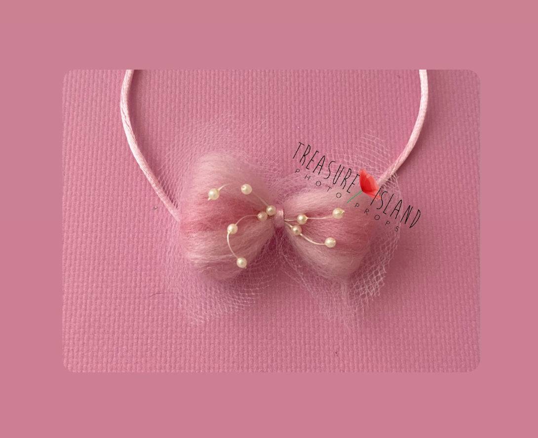 💖ピンクのタイバック💖🎀ピンクのヘッドバンド🎀 3 つのモデル🎀💖王子様のための写真撮影用小道具🎀
