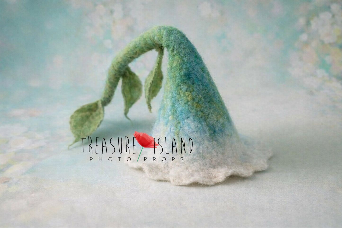 Forest Whisper Set – Felted Flower Hat & Leaf Base Newborn Photography Prop