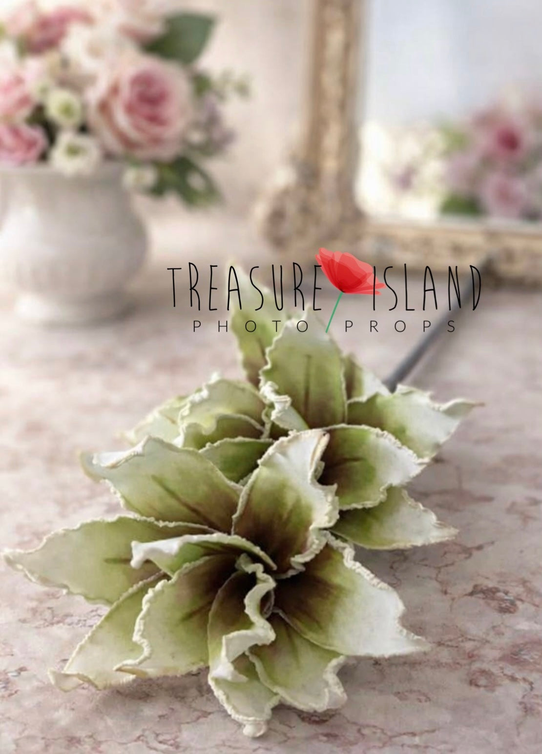 Giant Fine Art Flower – Antique Sage Green | 110 cm Statement Floral Prop