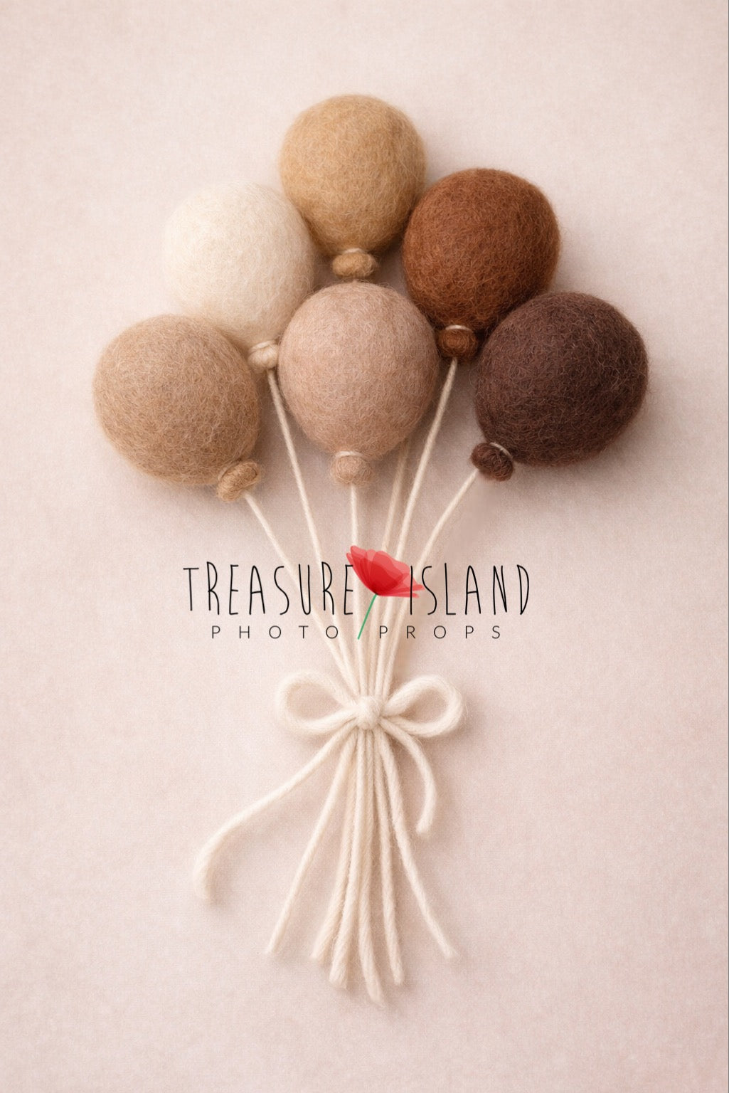 Felted Balloon Set – Handmade Wool Balloons Prop for Newborn & Sitter Photography