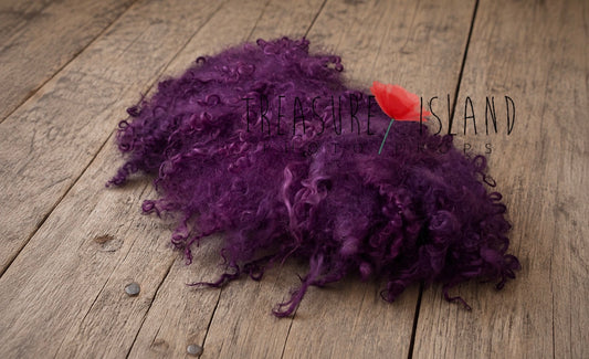 DEEP PLUM  | Hand Felted Natural Sheep Curls Photography Prop