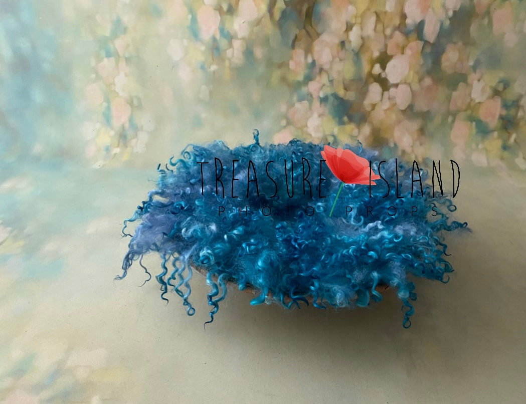 Felted Curly Blanket – Dirty Turquoise - Photo Props