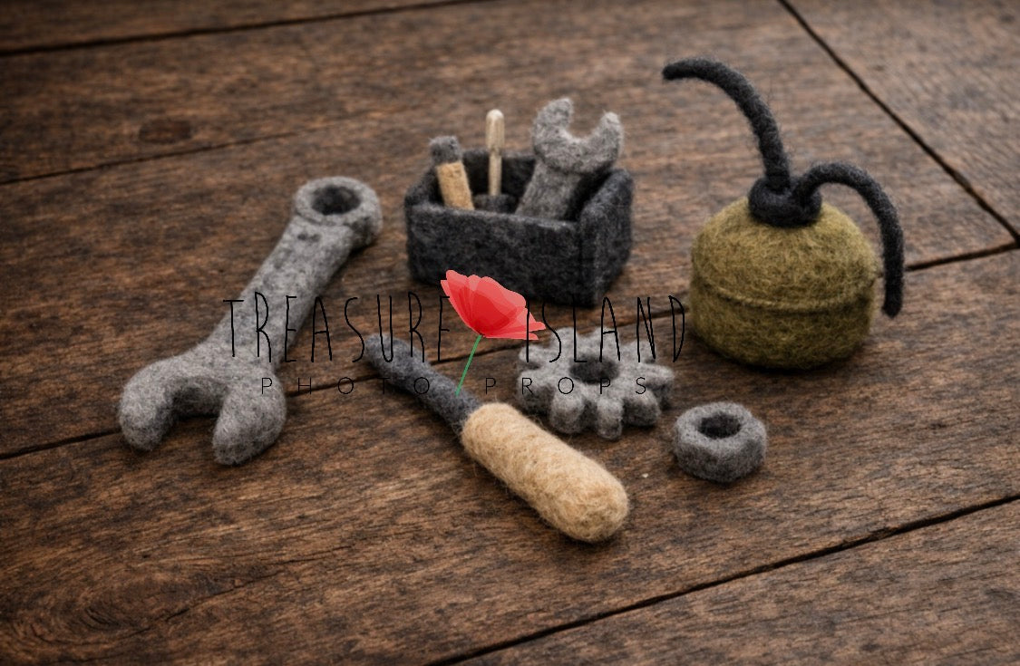 Little Mechanic Set – Handmade Felted Newborn Photography Props