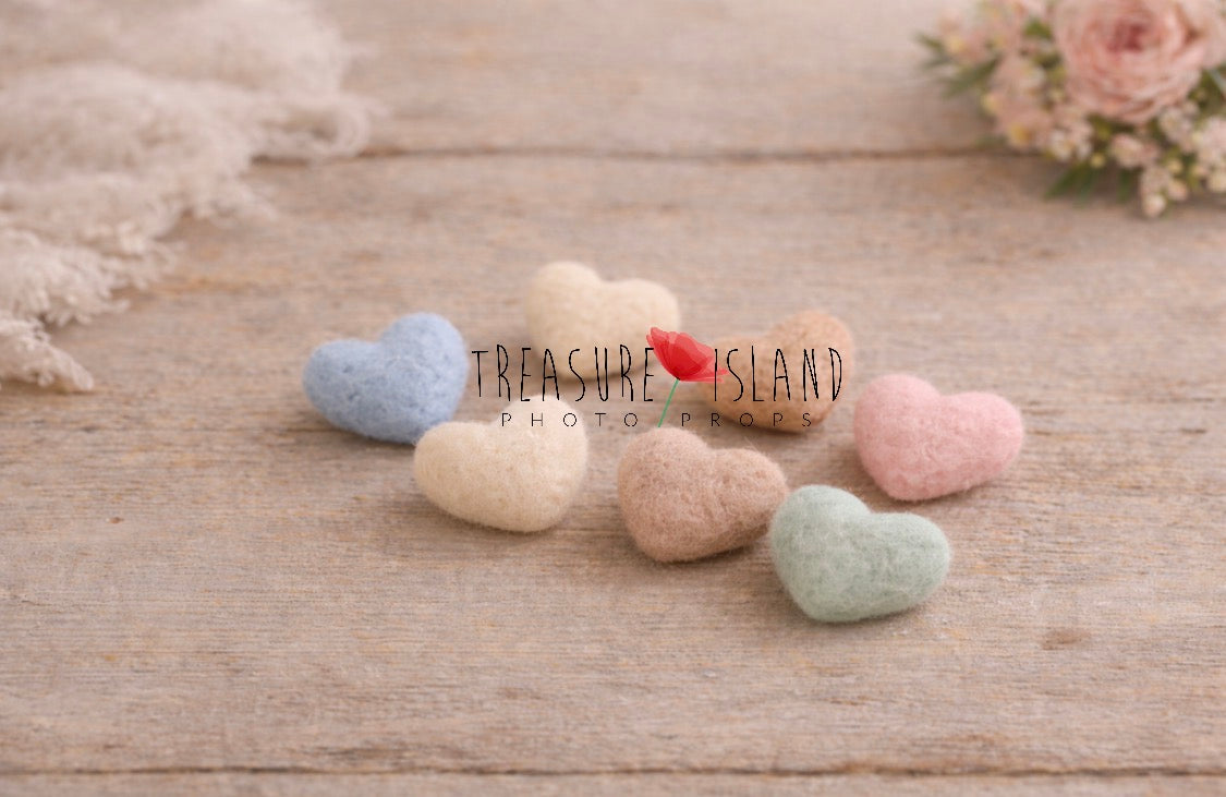 Pastel Felted Heart Set – Handmade Photography Props