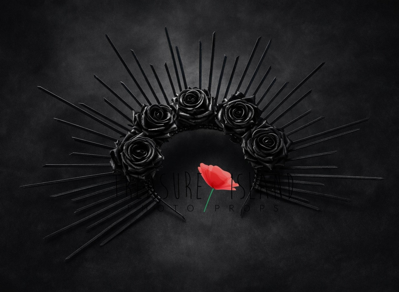 gothic crown, black rose headpiece, fine art accessory, dark editorial prop, gothic styling, fantasy headpiece, dramatic crown, artistic photography prop, statement accessory, floral gothic crown, editorial styling piece