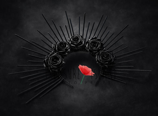 gothic crown, black rose headpiece, fine art accessory, dark editorial prop, gothic styling, fantasy headpiece, dramatic crown, artistic photography prop, statement accessory, floral gothic crown, editorial styling piece