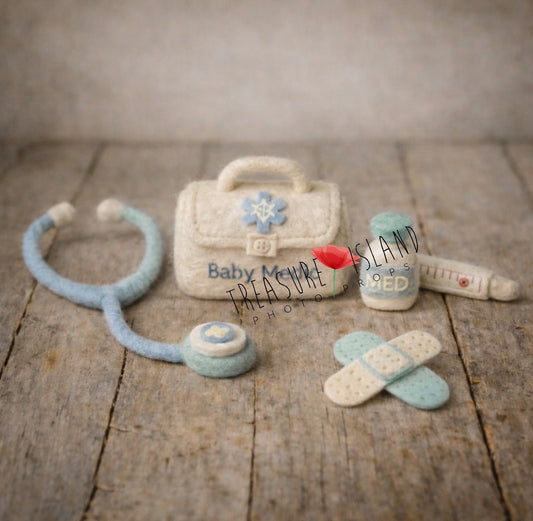 Luxury Little Doctor Set – Sweet Care (Boy Version) | Handmade Newborn Photography Props
