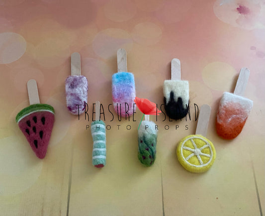 🍨FELTED ICE LOLLY🍨 ICE CREAM🍉watermelon🍋lemon🍇 grape with raspberry🌵cactus🍊milk with orange🍫vanilla with chocolate✨bubble gum✨blackberry🍨 SWEET COLLECTION