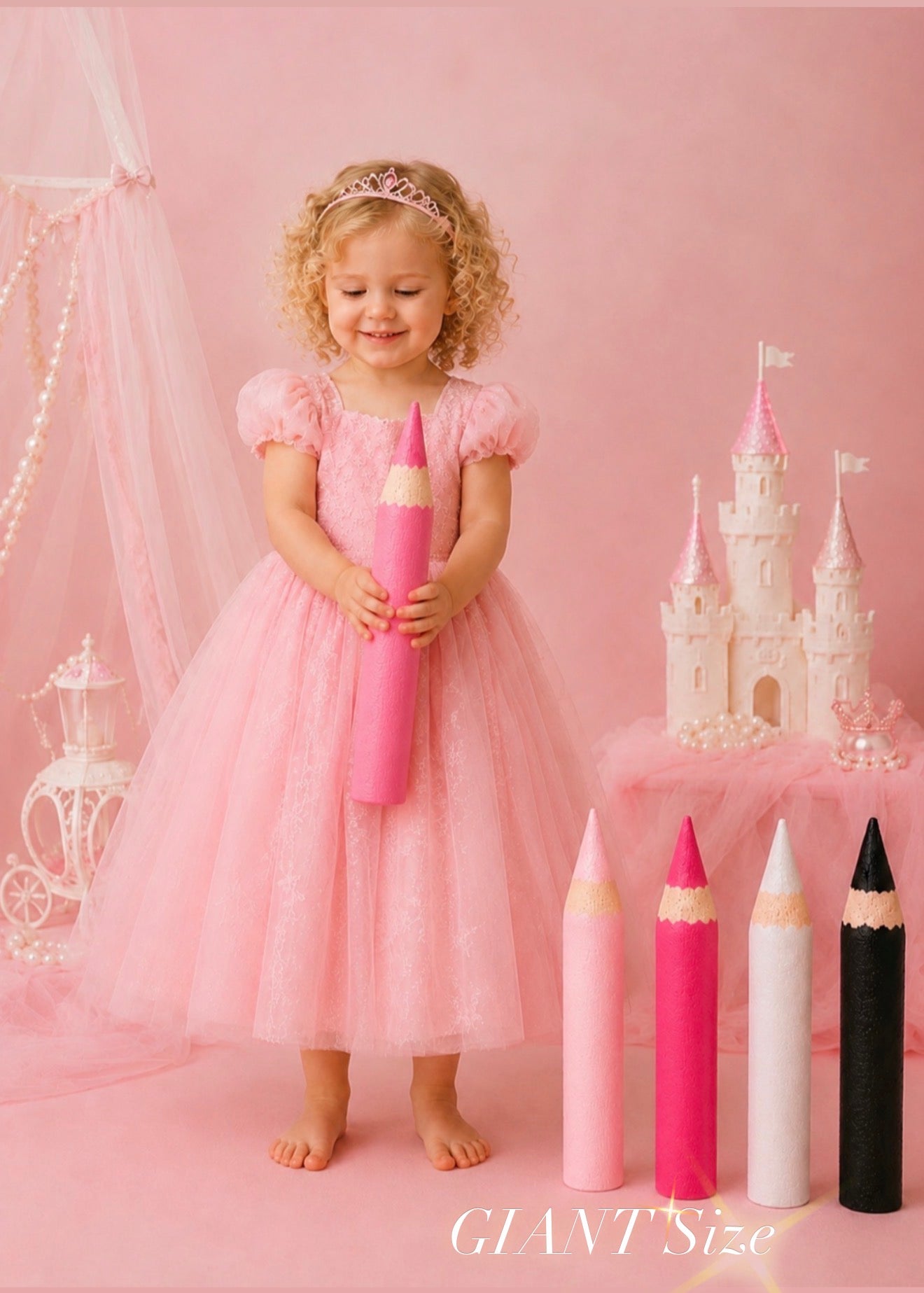 Pretty Pink Collection  Luxury Styrofoam Colored Pencils Set | Fine Art Photography Props - 3 sizes