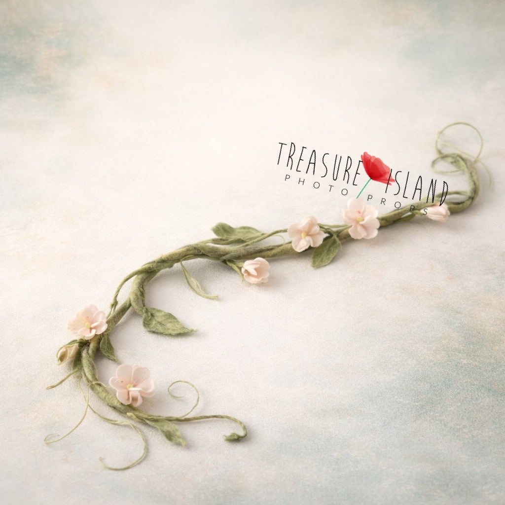 Sweet Pea Botanical Collection - Photo props - Felted hat, leaf and garland