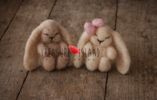 Handmade Felted Easter Bunny – Newborn & Sitter Photography Prop | Premium Wool Bunny