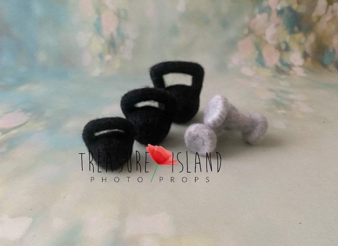 Felted STRONGMAN Set 🏋️ kettlebell✨dumbbell✨Neddle STRONGMAN Set (*acc)