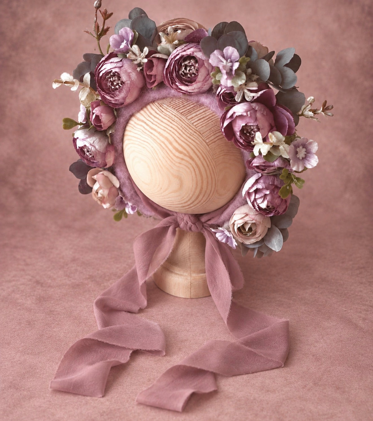 FLOWER BONNET FLORAL BONNET vintage pink