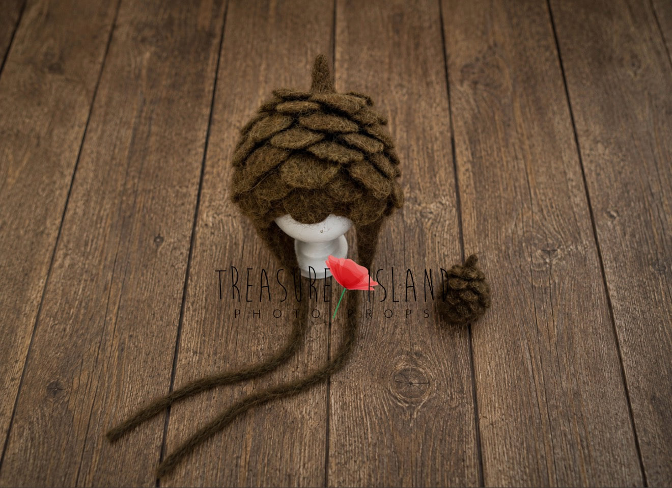Pine Cone Bonnet &amp; Felted Pine Cones Set&nbsp; Handmade Woodland Photography Props