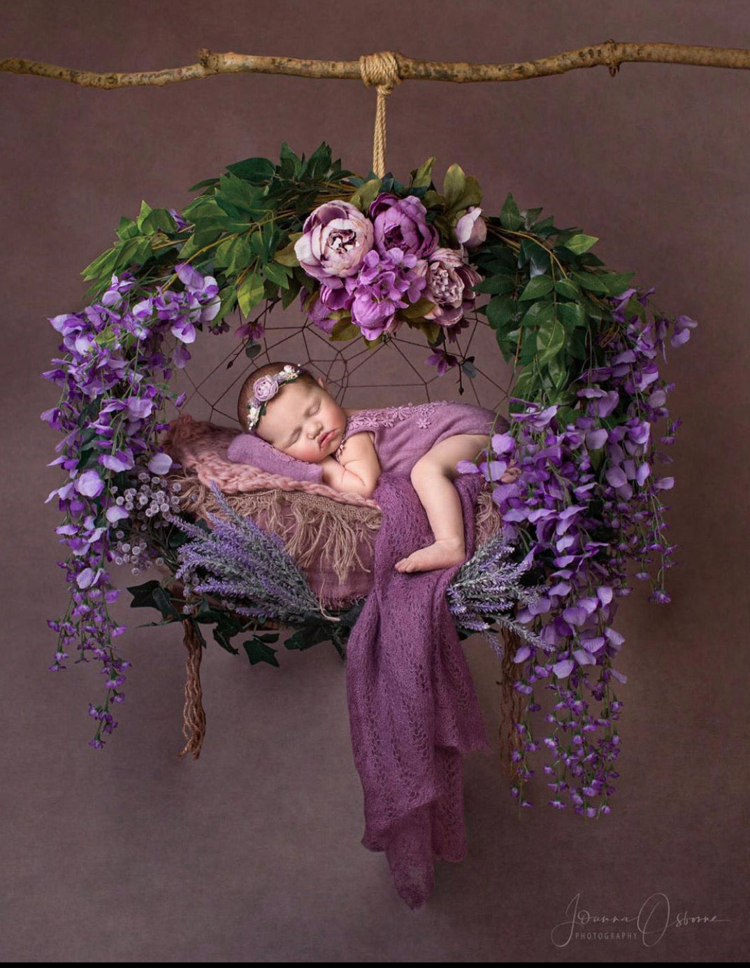 newborn hanging basket photo prop floral styling set for baby photography