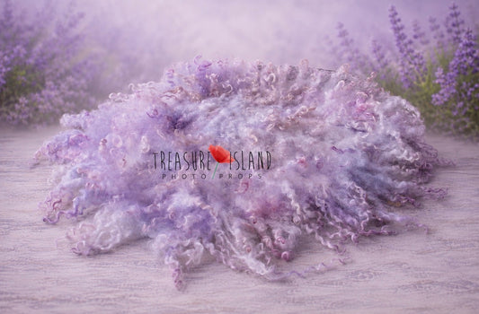 Delicate LILAC & LAVENDER shades | Hand Felted Natural Sheep Curls Photography Prop