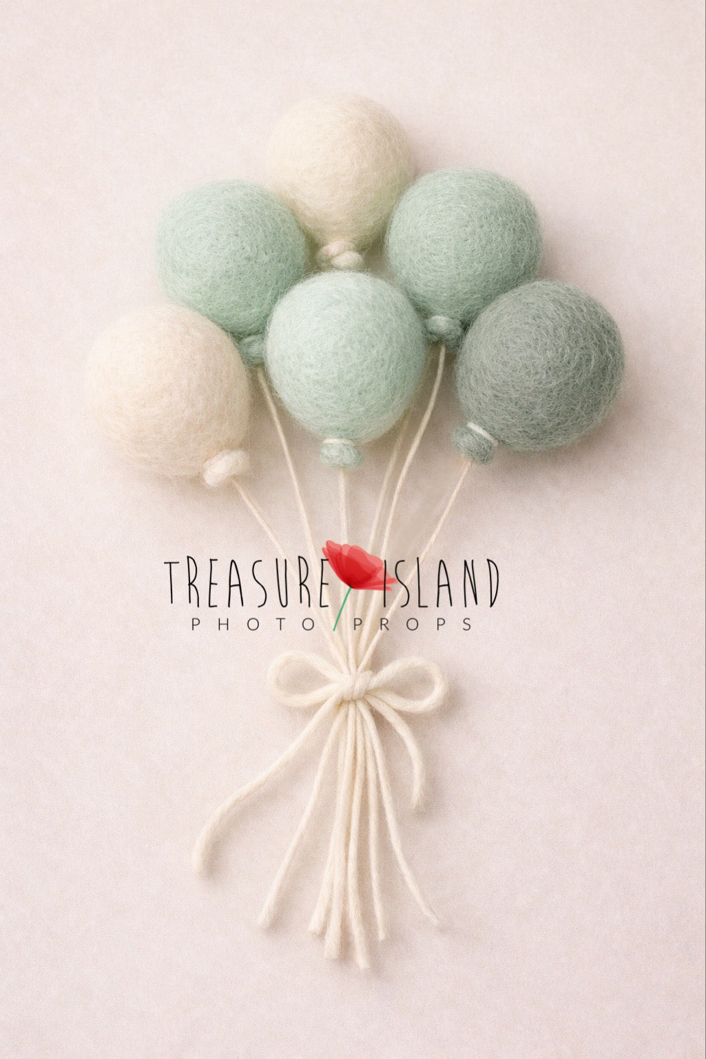 Felted Balloon Set – Handmade Wool Balloons Prop for Newborn & Sitter Photography